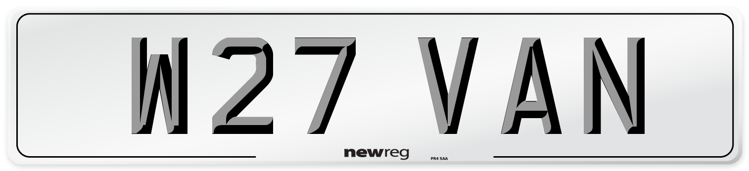 W27 VAN Front Number Plate