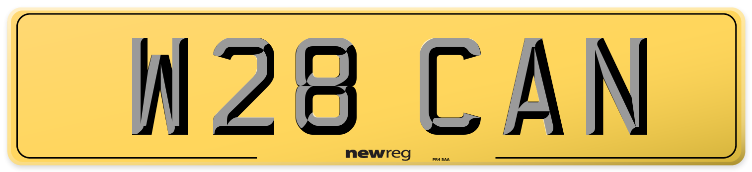 W28 CAN Rear Number Plate