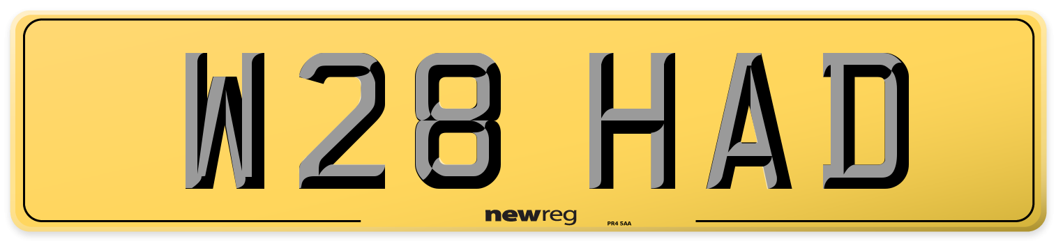 W28 HAD Rear Number Plate