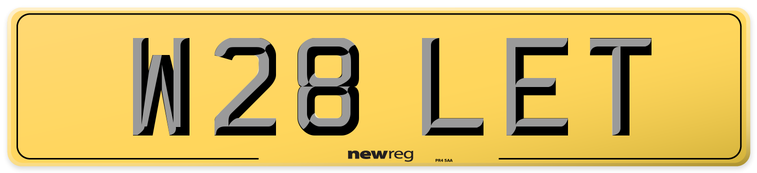 W28 LET Rear Number Plate