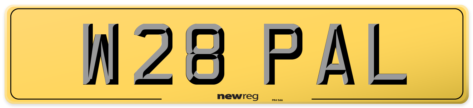 W28 PAL Rear Number Plate