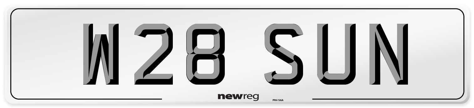 W28 SUN Front Number Plate