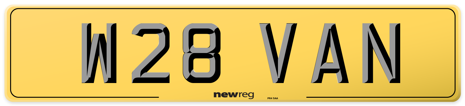 W28 VAN Rear Number Plate