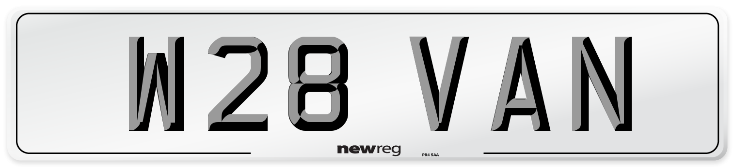 W28 VAN Front Number Plate