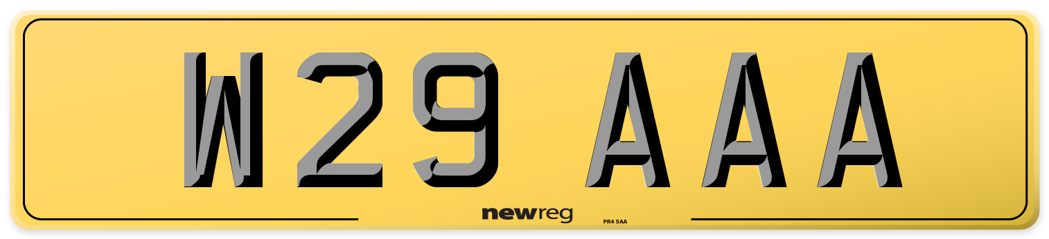 W29 AAA Rear Number Plate