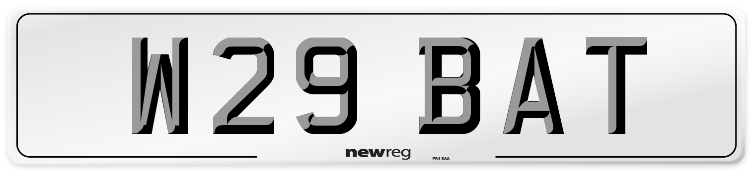W29 BAT Front Number Plate