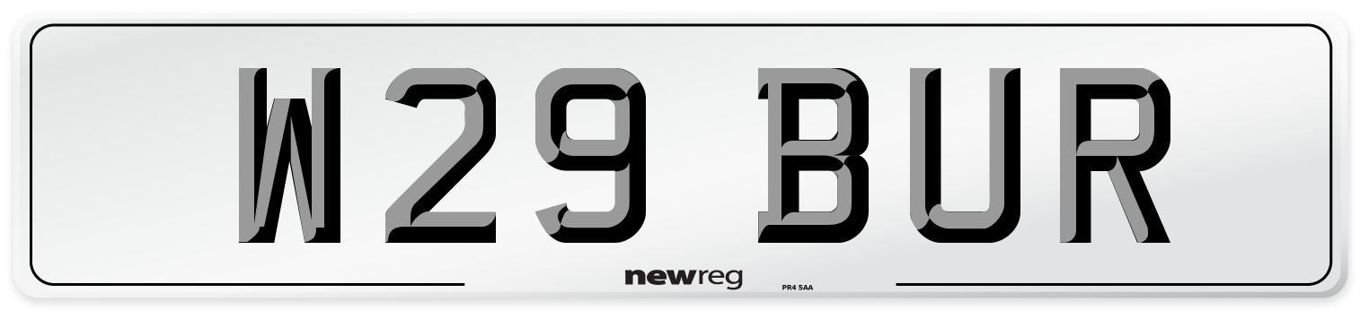 W29 BUR Front Number Plate
