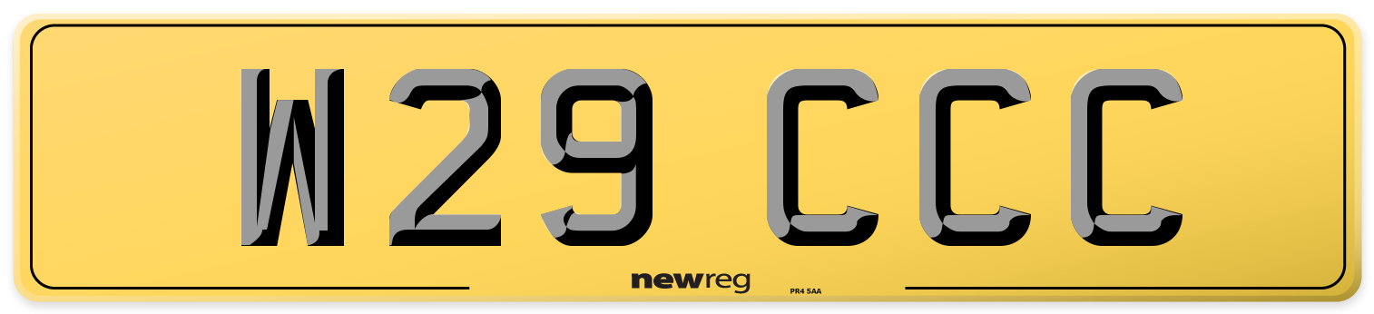 W29 CCC Rear Number Plate