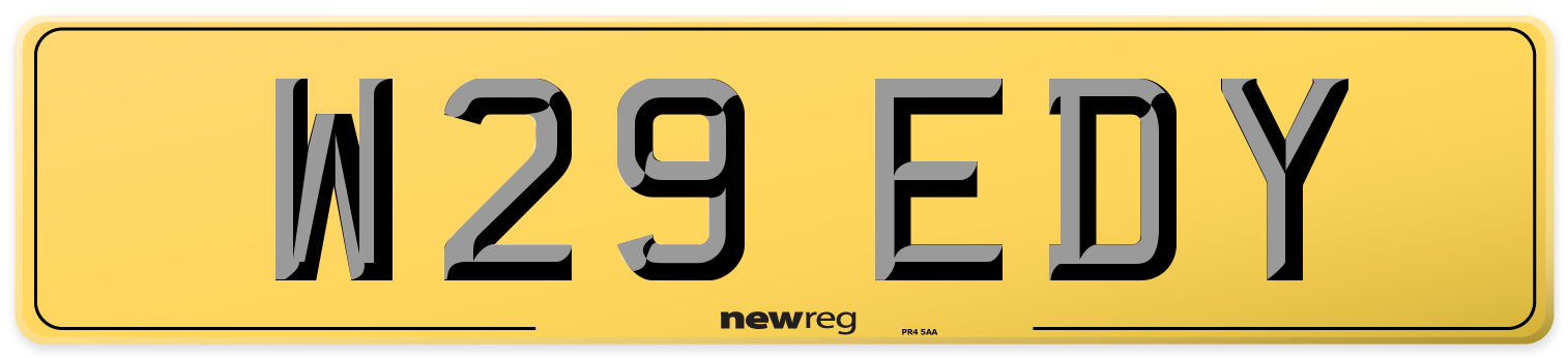 W29 EDY Rear Number Plate