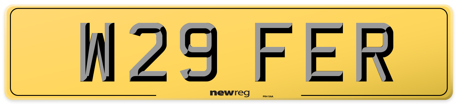W29 FER Rear Number Plate