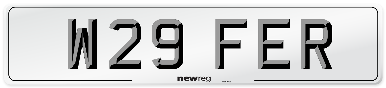 W29 FER Front Number Plate