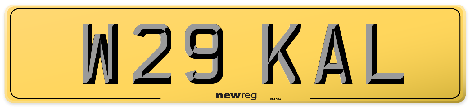 W29 KAL Rear Number Plate