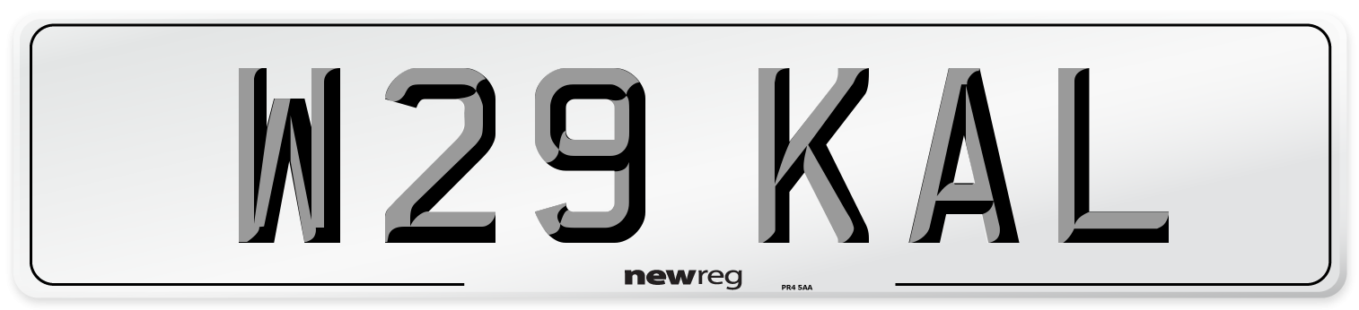 W29 KAL Front Number Plate