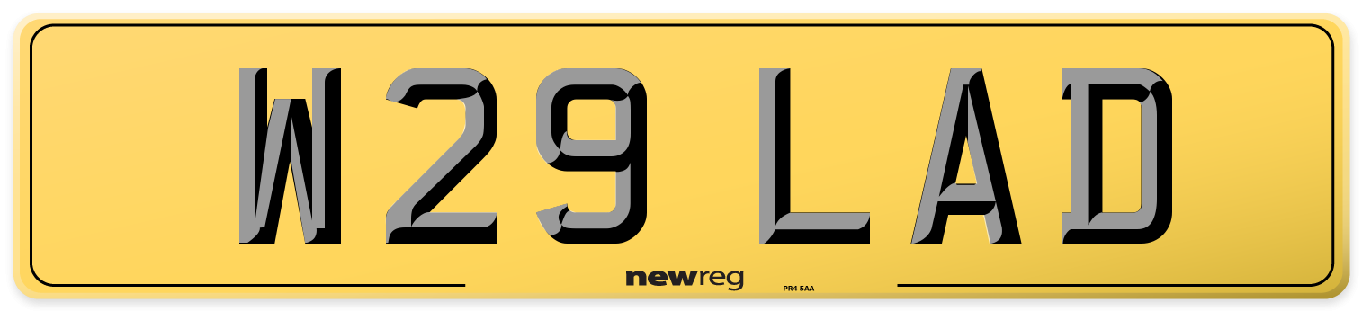 W29 LAD Rear Number Plate