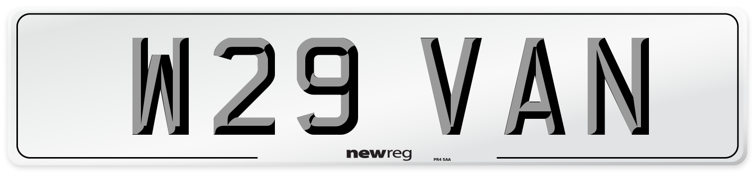 W29 VAN Front Number Plate