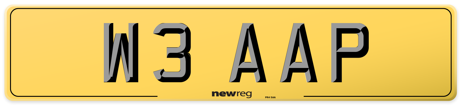 W3 AAP Rear Number Plate