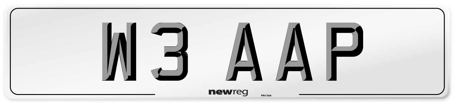 W3 AAP Front Number Plate