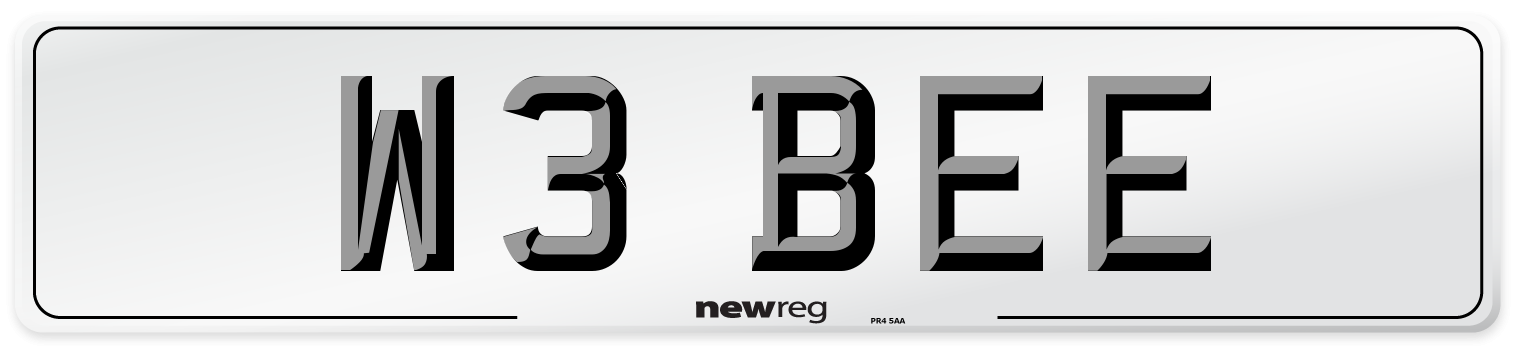 W3 BEE Front Number Plate
