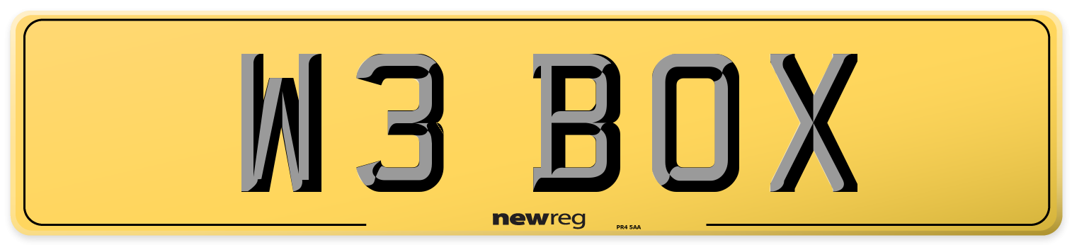 W3 BOX Rear Number Plate