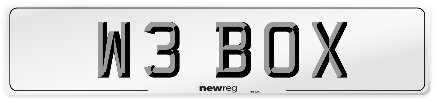 W3 BOX Front Number Plate