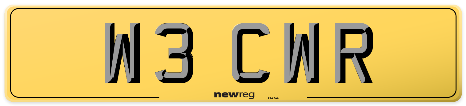 W3 CWR Rear Number Plate