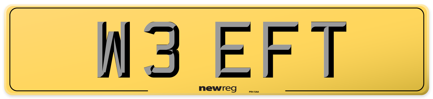 W3 EFT Rear Number Plate