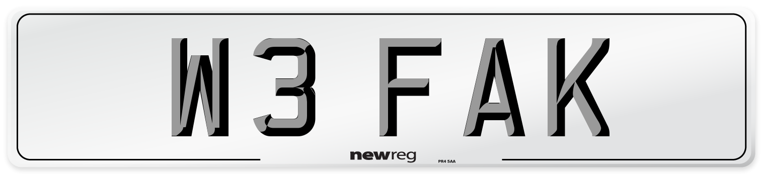 W3 FAK Front Number Plate