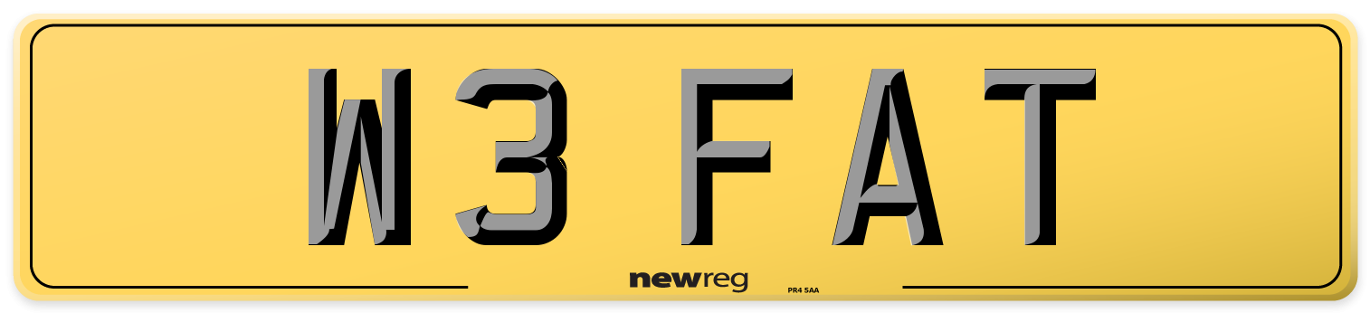 W3 FAT Rear Number Plate