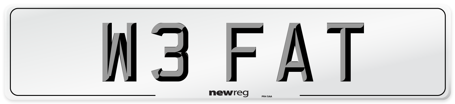 W3 FAT Front Number Plate
