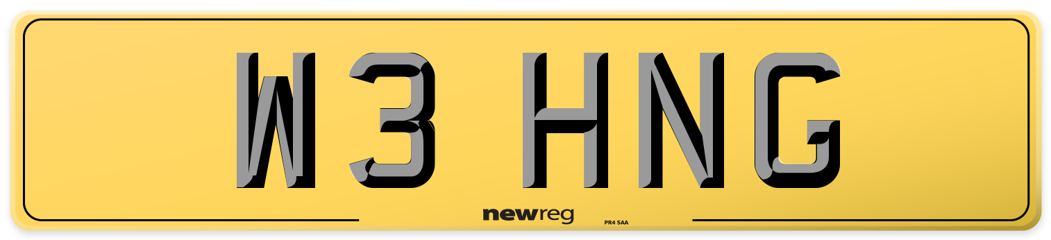 W3 HNG Rear Number Plate