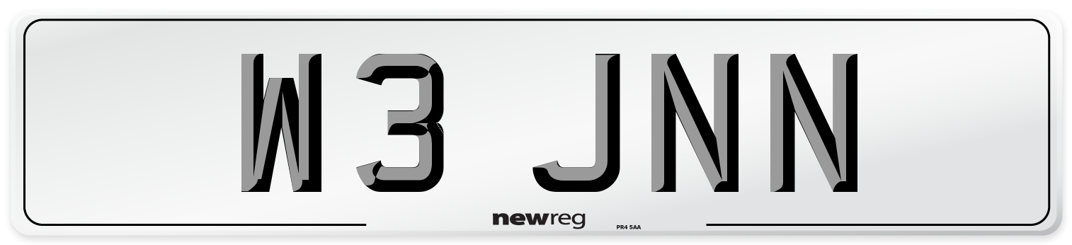 W3 JNN Front Number Plate