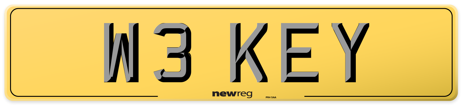 W3 KEY Rear Number Plate