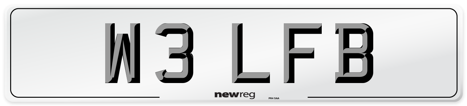 W3 LFB Front Number Plate