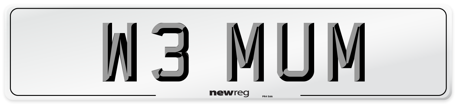 W3 MUM Front Number Plate