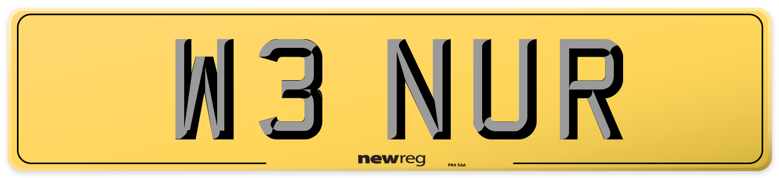 W3 NUR Rear Number Plate