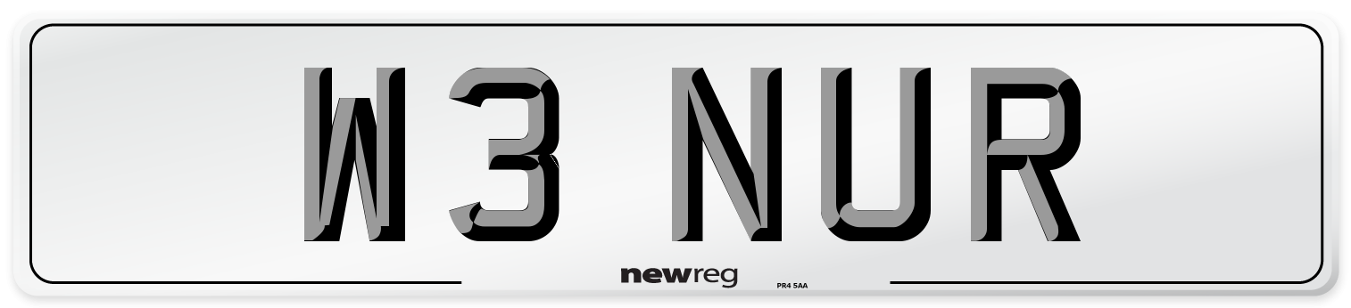 W3 NUR Front Number Plate