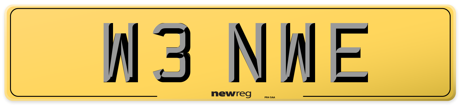 W3 NWE Rear Number Plate