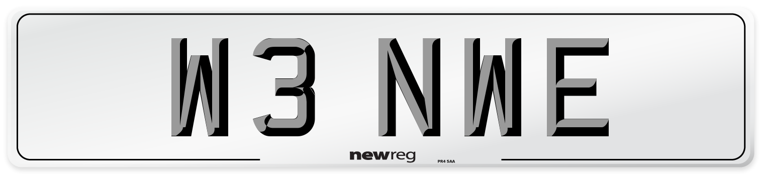 W3 NWE Front Number Plate