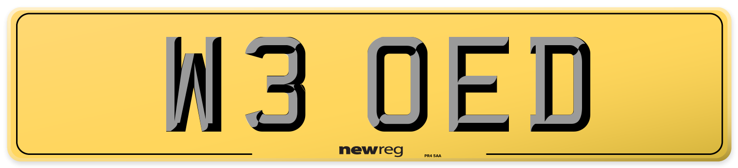 W3 OED Rear Number Plate