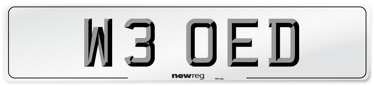 W3 OED Front Number Plate
