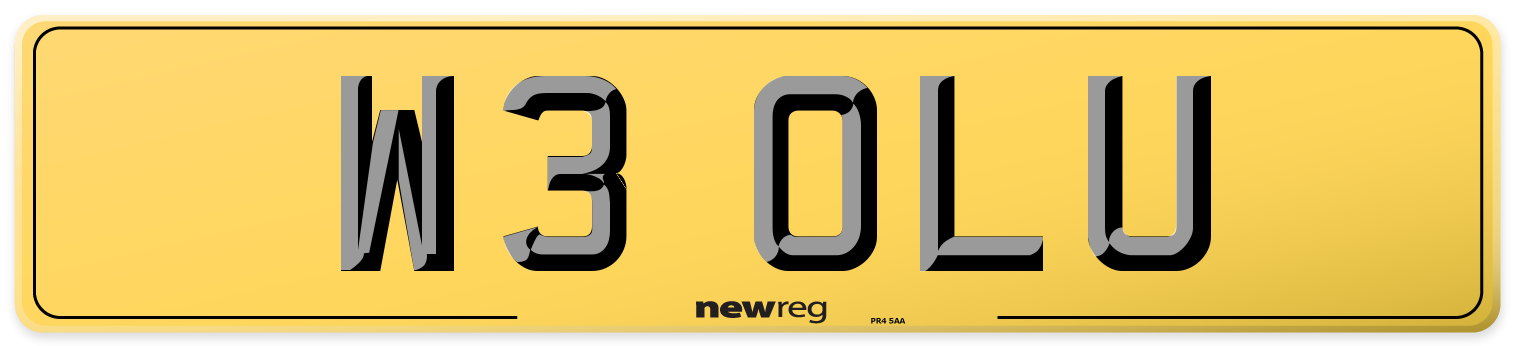 W3 OLU Rear Number Plate