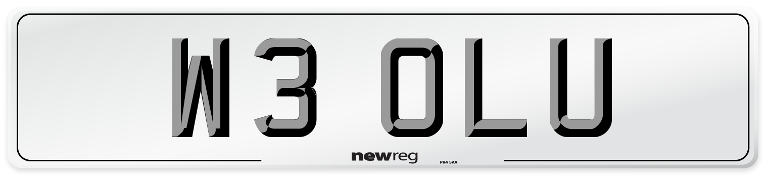 W3 OLU Front Number Plate