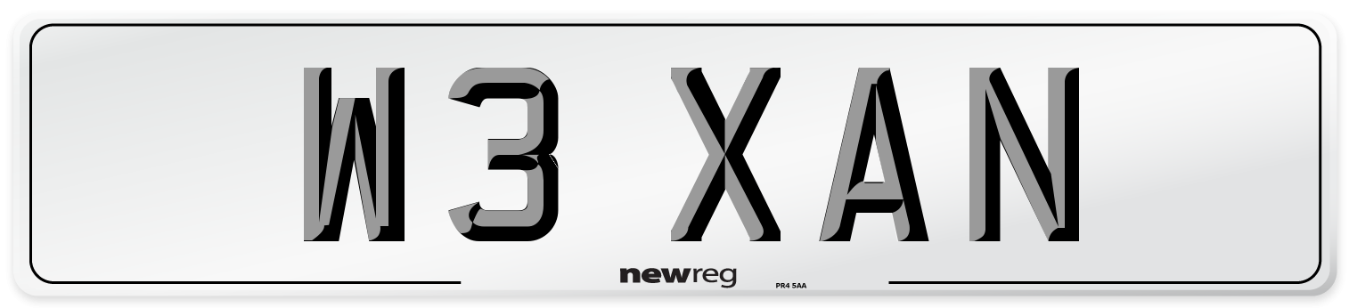 W3 XAN Front Number Plate