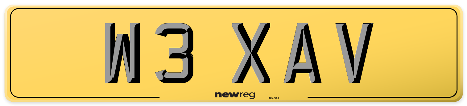 W3 XAV Rear Number Plate