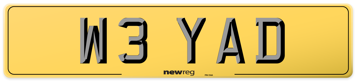 W3 YAD Rear Number Plate