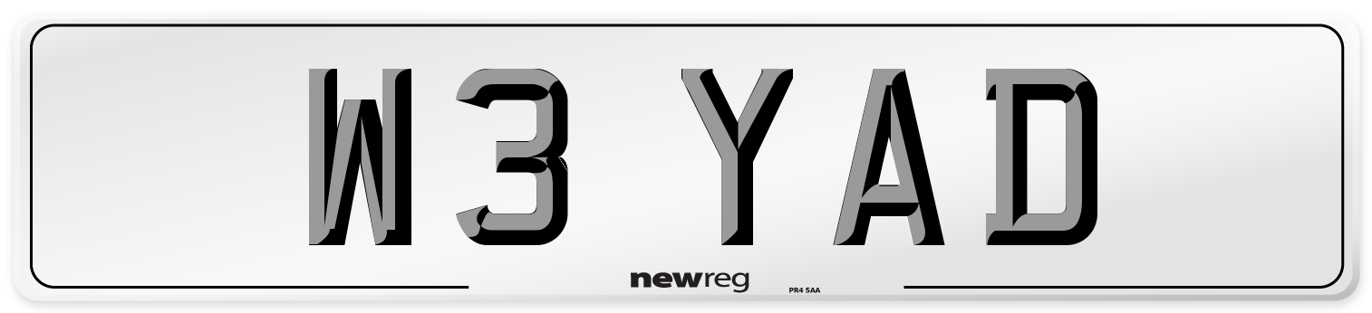 W3 YAD Front Number Plate