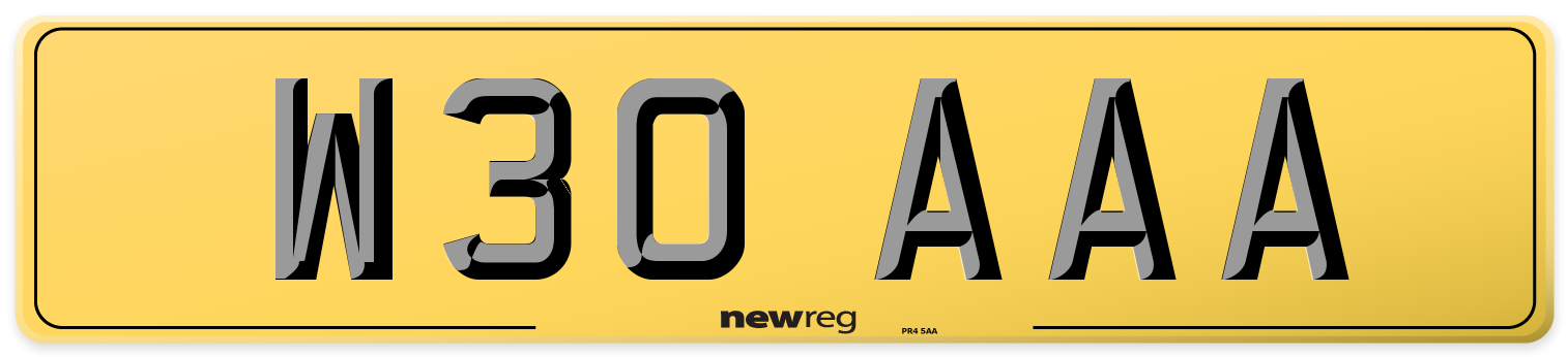 W30 AAA Rear Number Plate