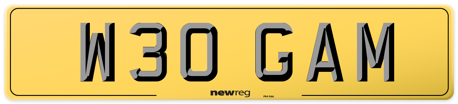 W30 GAM Rear Number Plate