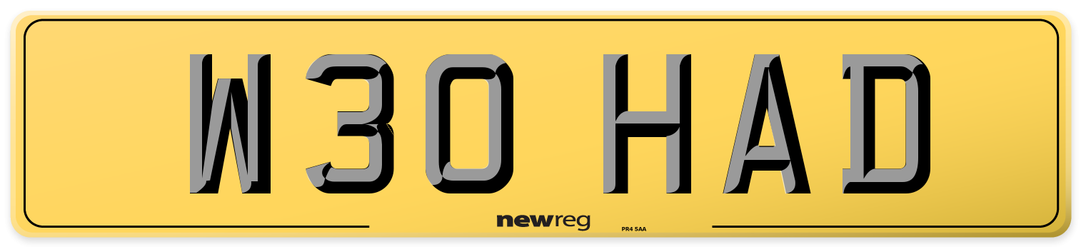 W30 HAD Rear Number Plate