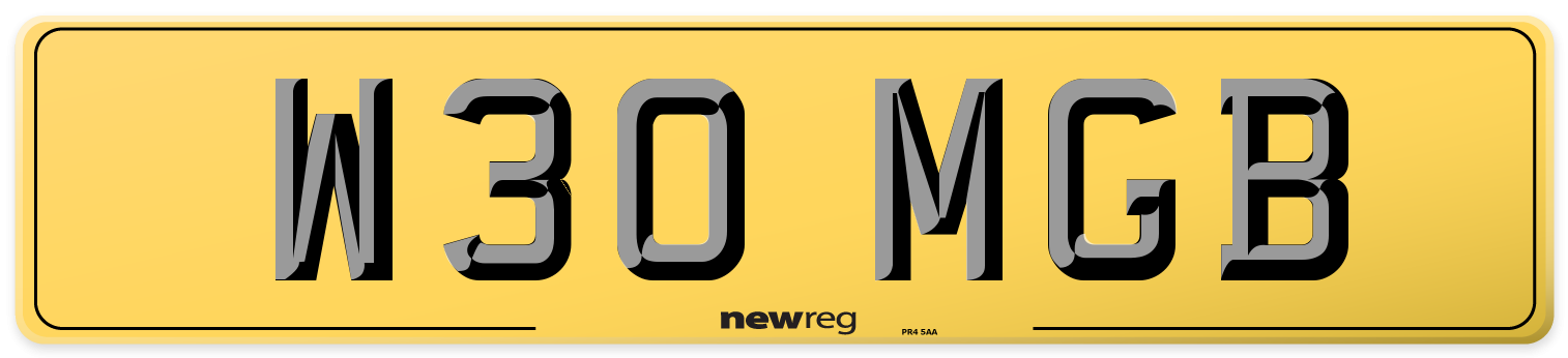 W30 MGB Rear Number Plate